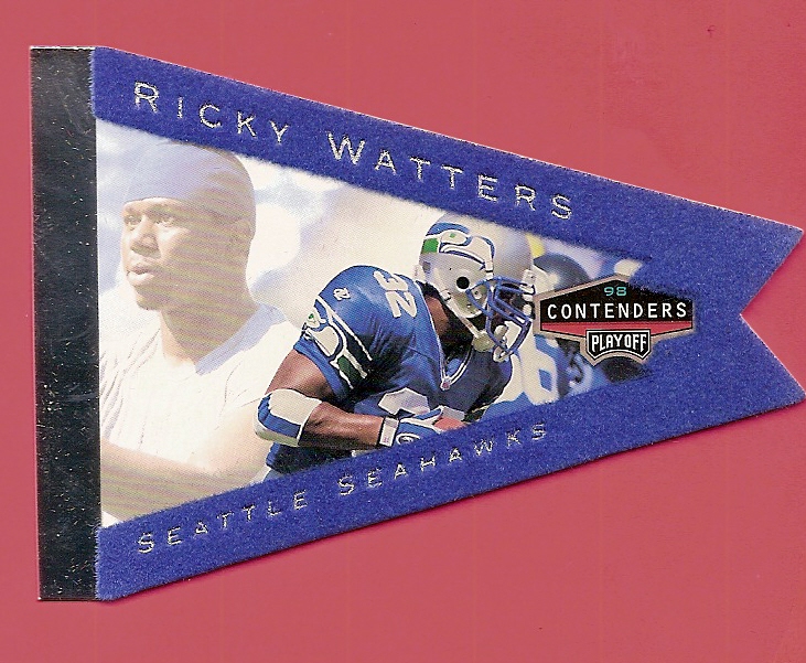 1998 Playoff Contenders Pennants Blue Felt #89 Ricky Watters