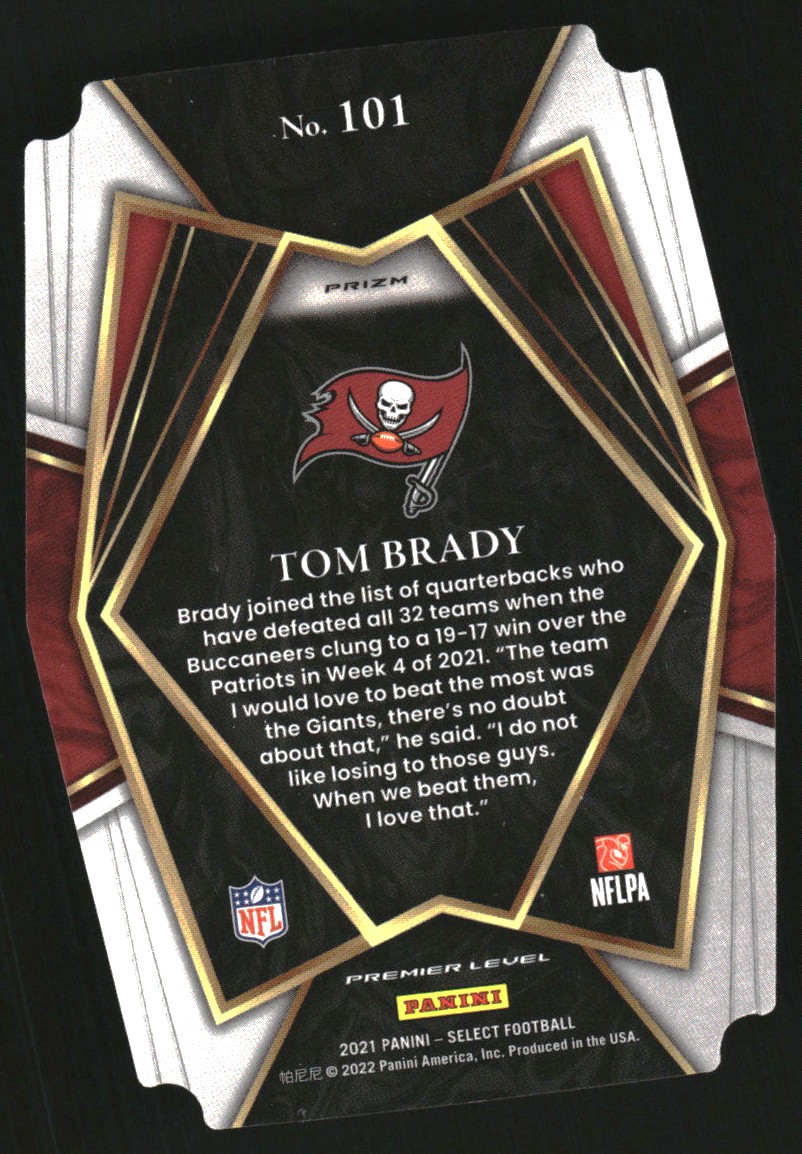 2021 Select Prizm Black and Gold Die Cut #101 Tom Brady
