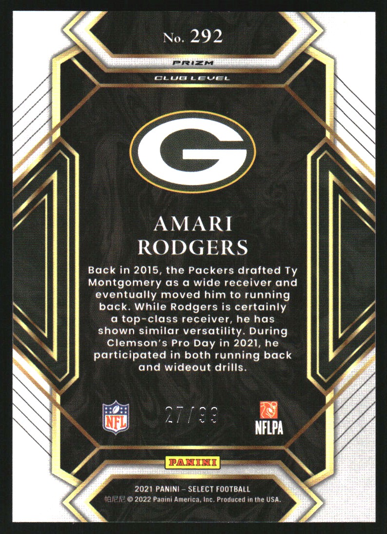 2021 Select Prizm Blue #292 Amari Rodgers