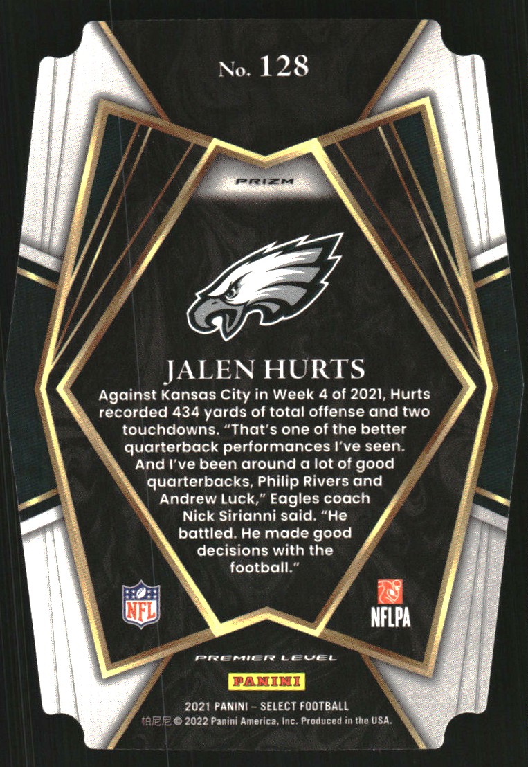 2021 Select Prizm Green and Yellow Die Cut #128 Jalen Hurts