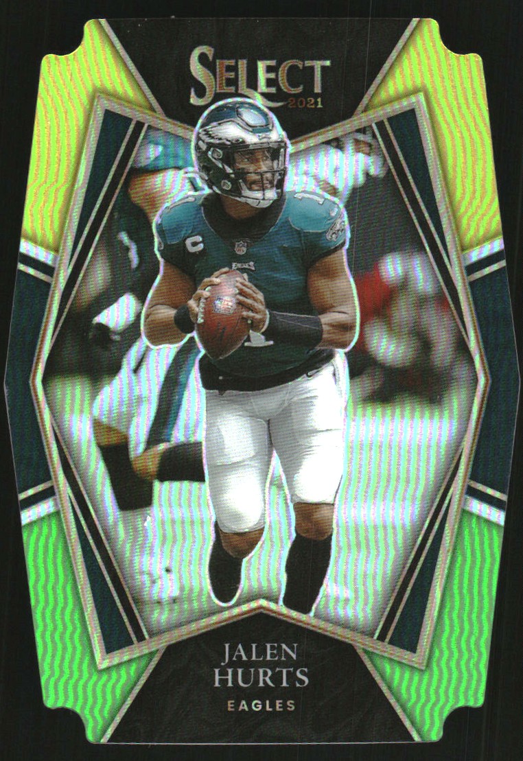 2021 Select Prizm Green and Yellow Die Cut #128 Jalen Hurts
