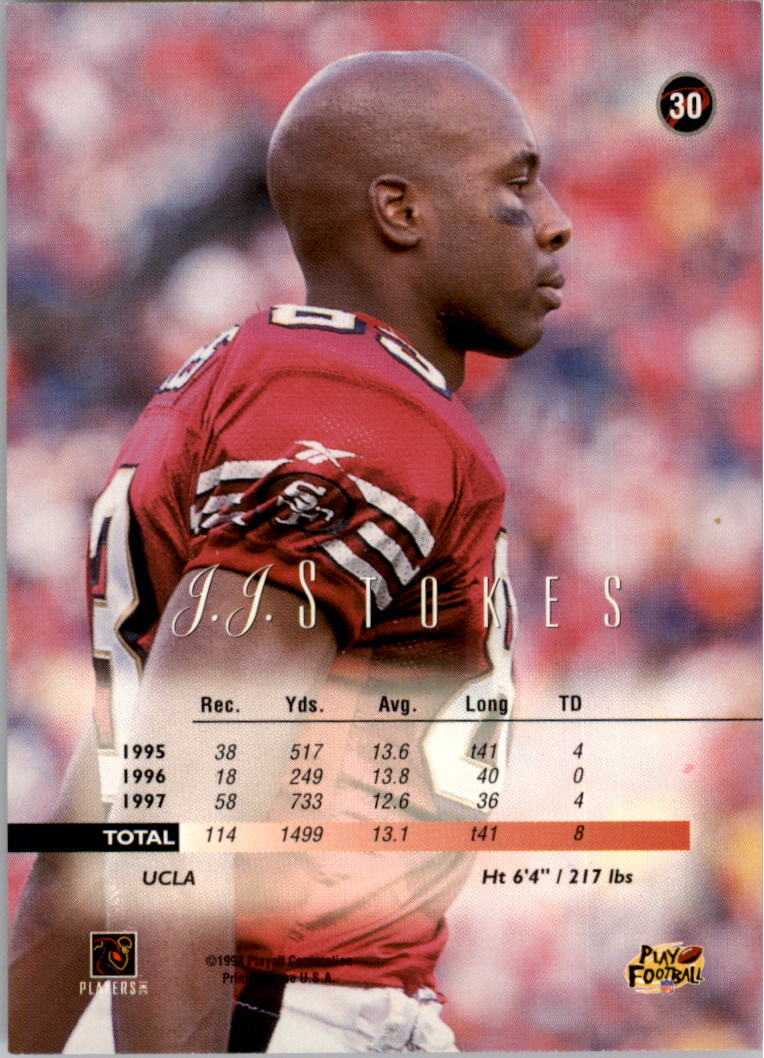 1998 Playoff Prestige Retail Red #30 J.J. Stokes back image