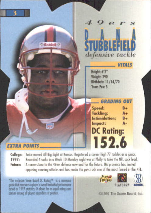 1998 Pro Line DC3 #3 Dana Stubblefield back image