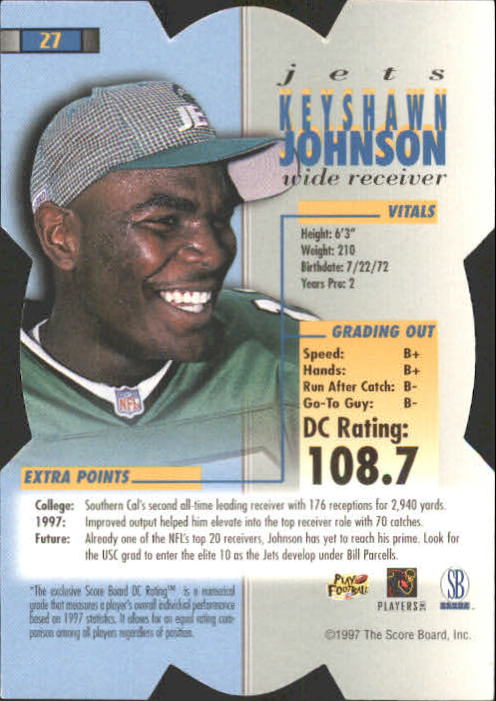 1998 Pro Line DC3 #27 Keyshawn Johnson back image