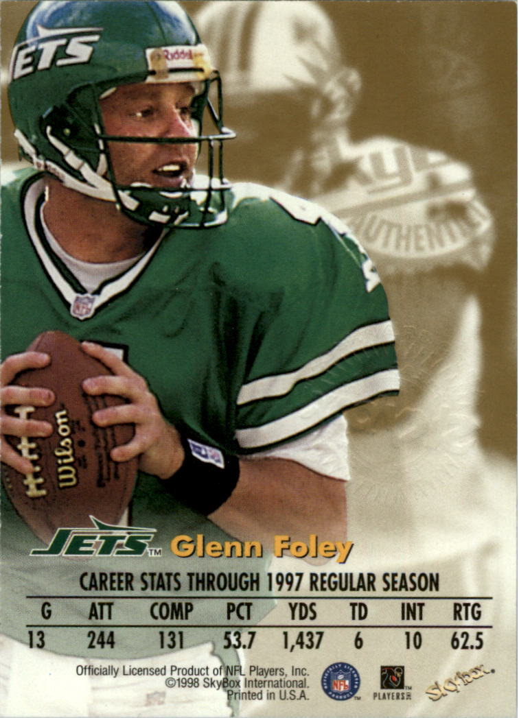 1998 SkyBox Premium Autographics #28 Glenn Foley MU/ST back image