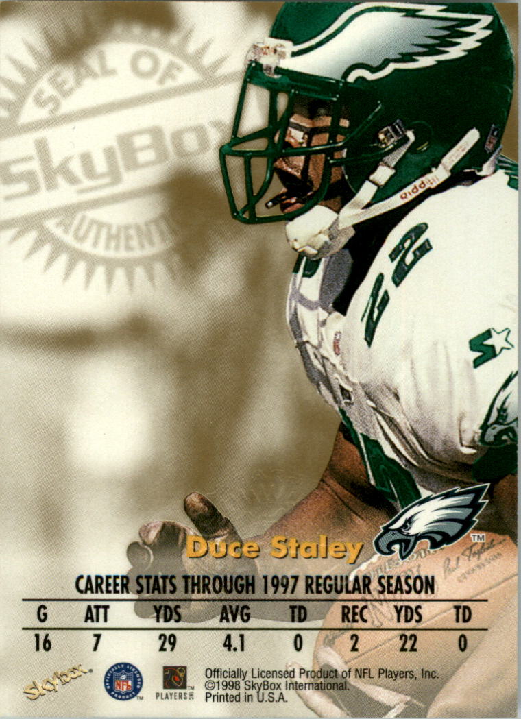 1998 SkyBox Premium Autographics #66 Duce Staley MU/S back image
