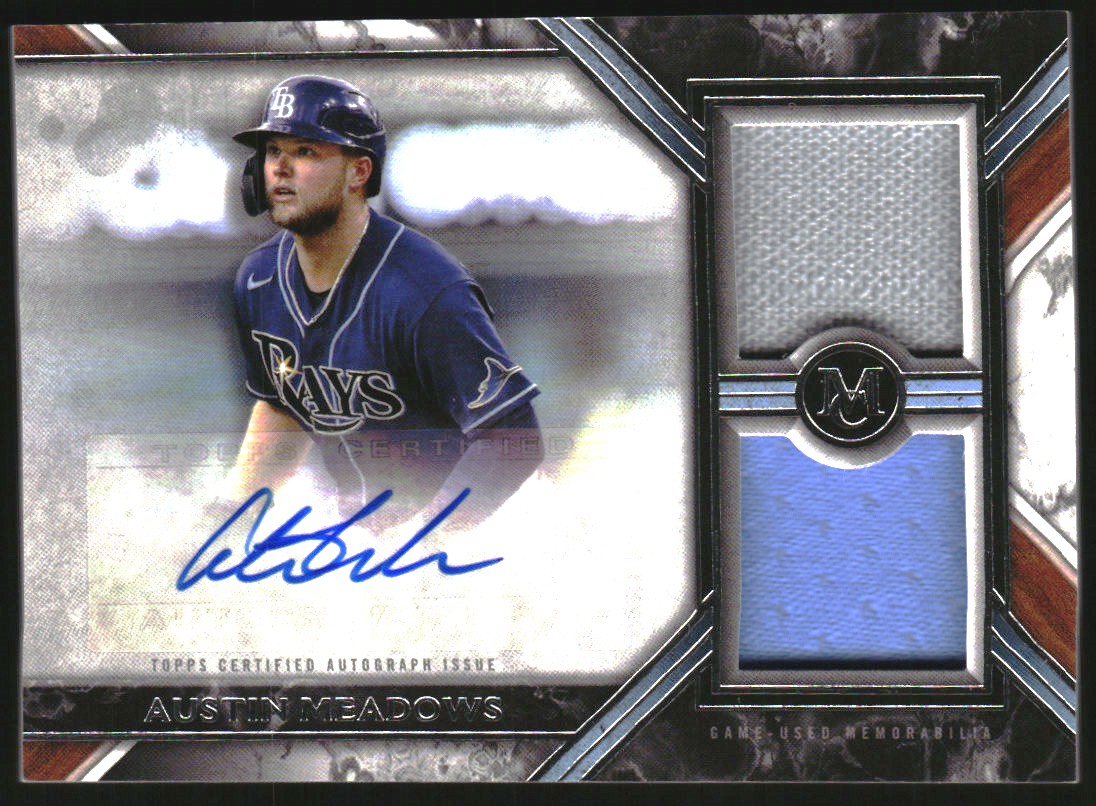 2022 Topps Museum Collection Signature Swatches Dual Relic Autographs #SWDRAAM Austin Meadows/399