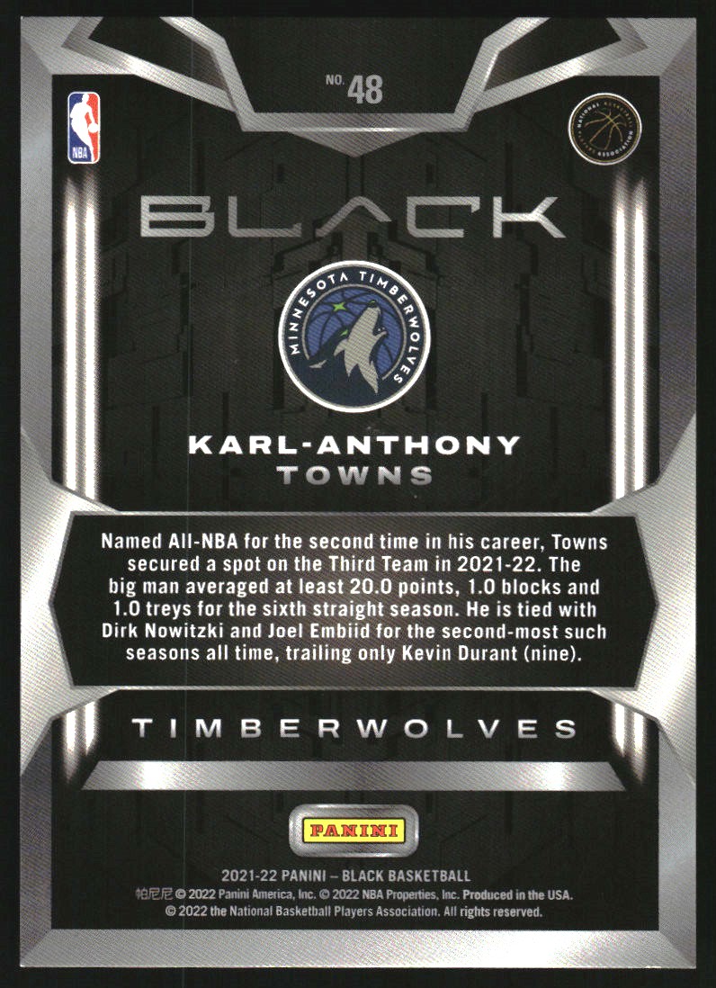 2021-22 Panini Black Gold #48 Karl-Anthony Towns