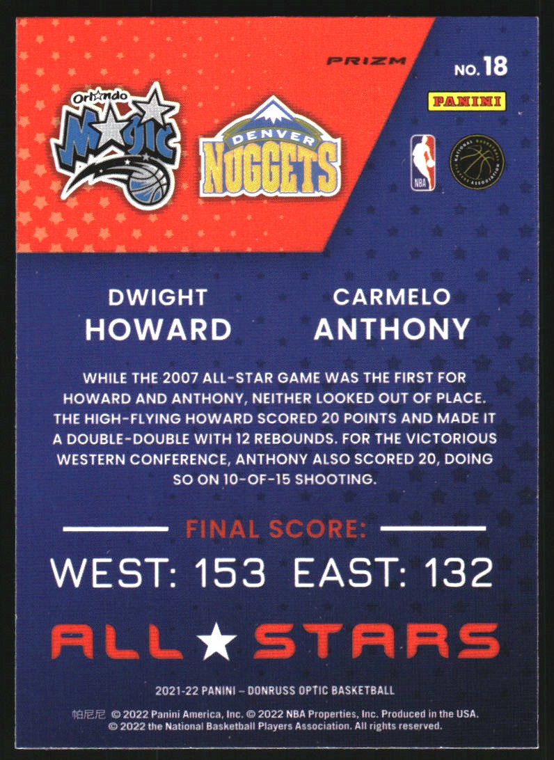 2021-22 Donruss Optic All-Stars Holo Fast Break #18 Carmelo Anthony/Dwight Howard