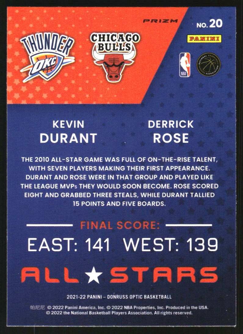 2021-22 Donruss Optic All-Stars Holo Fast Break #20 Derrick Rose/Kevin Durant back image