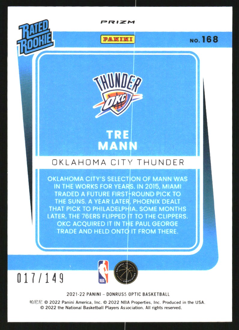 2021-22 Donruss Optic Lime Green #168 Tre Mann