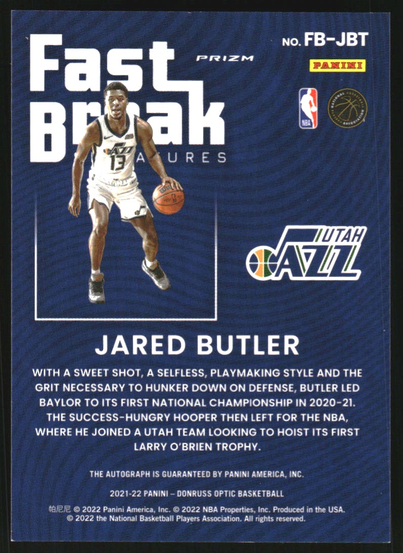 2021-22 Donruss Optic Fast Break Signatures #82 Jared Butler