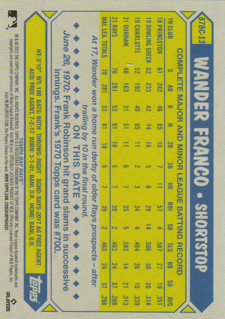 2022 Topps Chrome Baseball "'87 Topps" Insert Cards - Picture 27 of 41