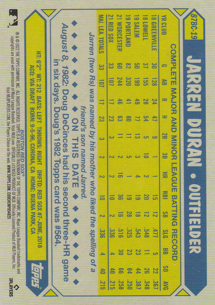 2022 Topps Chrome Baseball "'87 Topps" Insert Cards - Picture 39 of 41