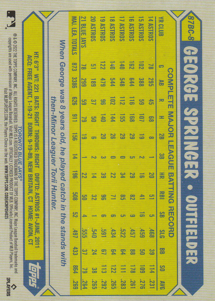 2022 Topps Chrome Baseball "'87 Topps" Insert Cards - Picture 17 of 41