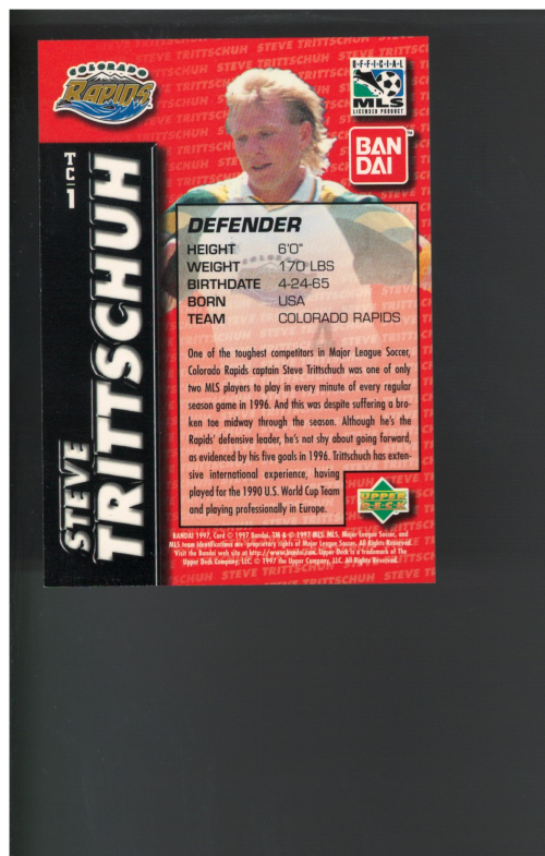 1997 Upper Deck MLS Team Captain TC1 Steve Trittschuh B1780 NMMT