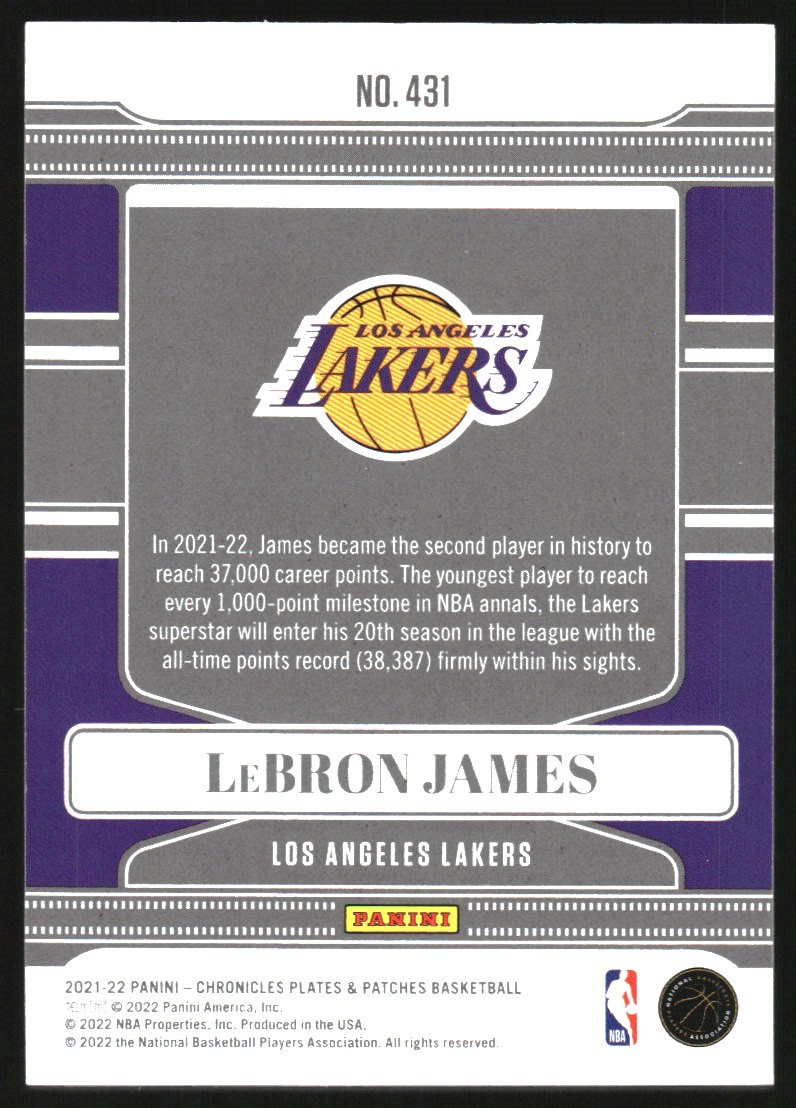2021-22 Panini Chronicles #431 LeBron James/Plates and Patches