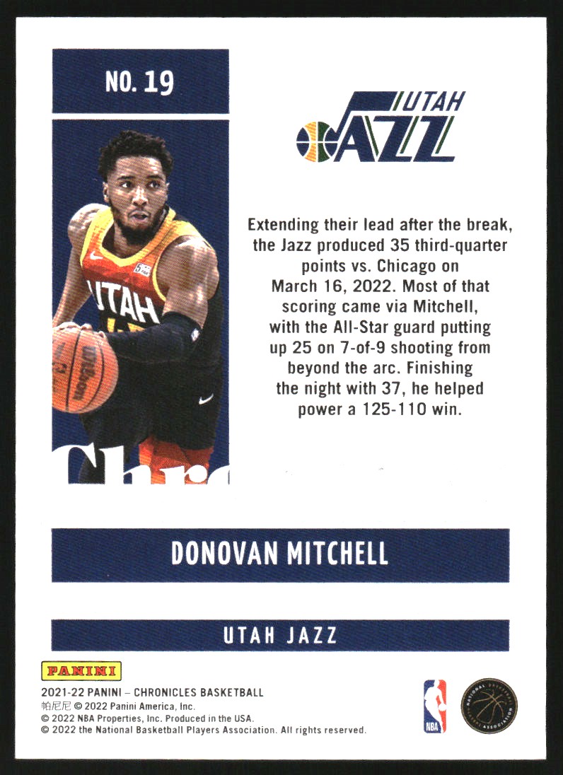 2021-22 Panini Chronicles 75th Anniversary #19 Donovan Mitchell