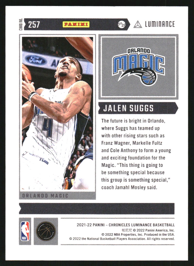 2021-22 Panini Chronicles 75th Anniversary #257 Jalen Suggs/Luminance