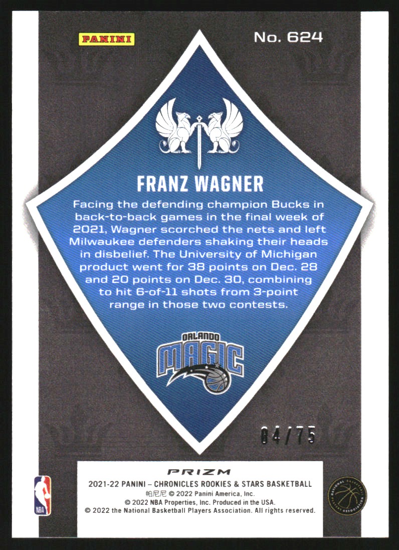2021-22 Panini Chronicles 75th Anniversary #624 Franz Wagner/Crusade