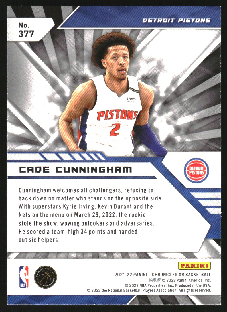 2021-22 Panini Chronicles Green #377 Cade Cunningham/XR