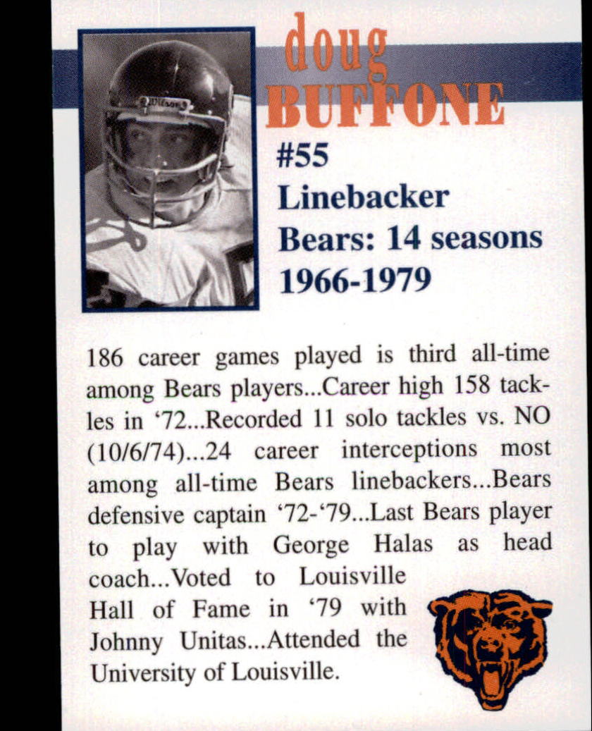 Doug Buffone Autographed Signed 1998 Bears Fan Convention Card #5 Beckett  (Beckett)