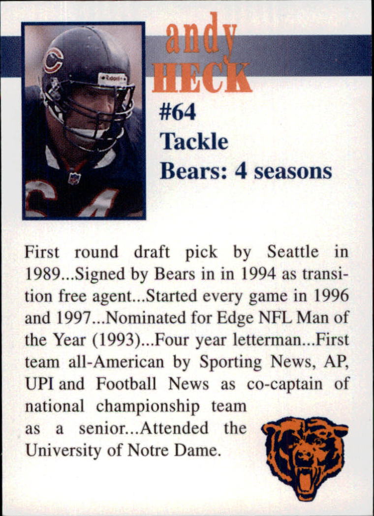 1998 Bears Fan Convention #22 Andy Heck back image
