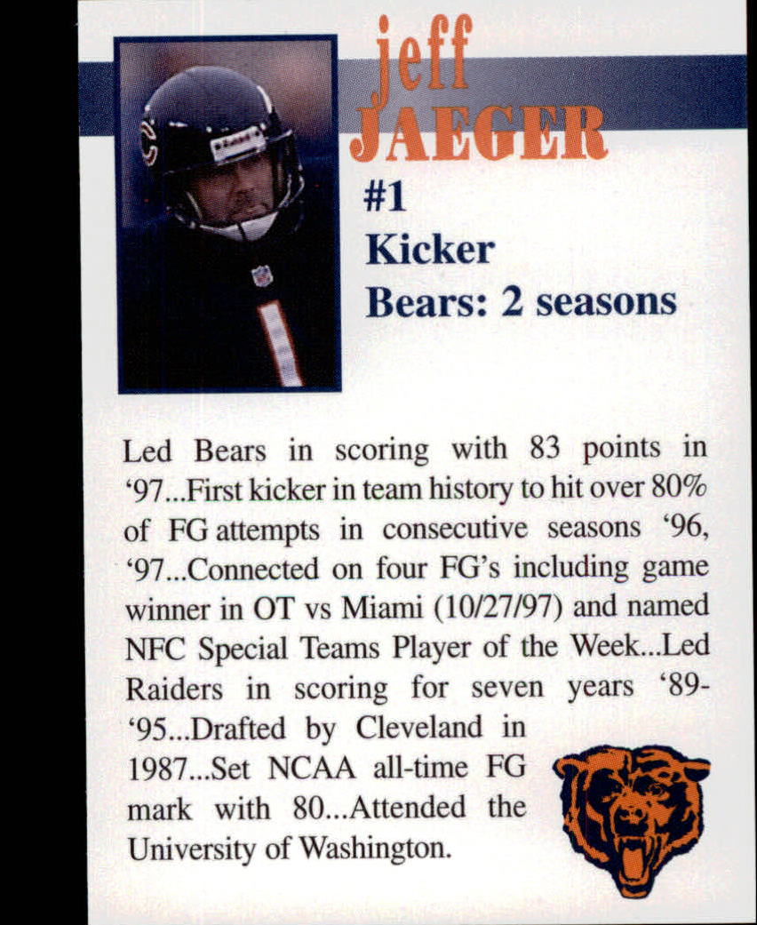 1998 Bears Fan Convention #24 Jeff Jaeger back image