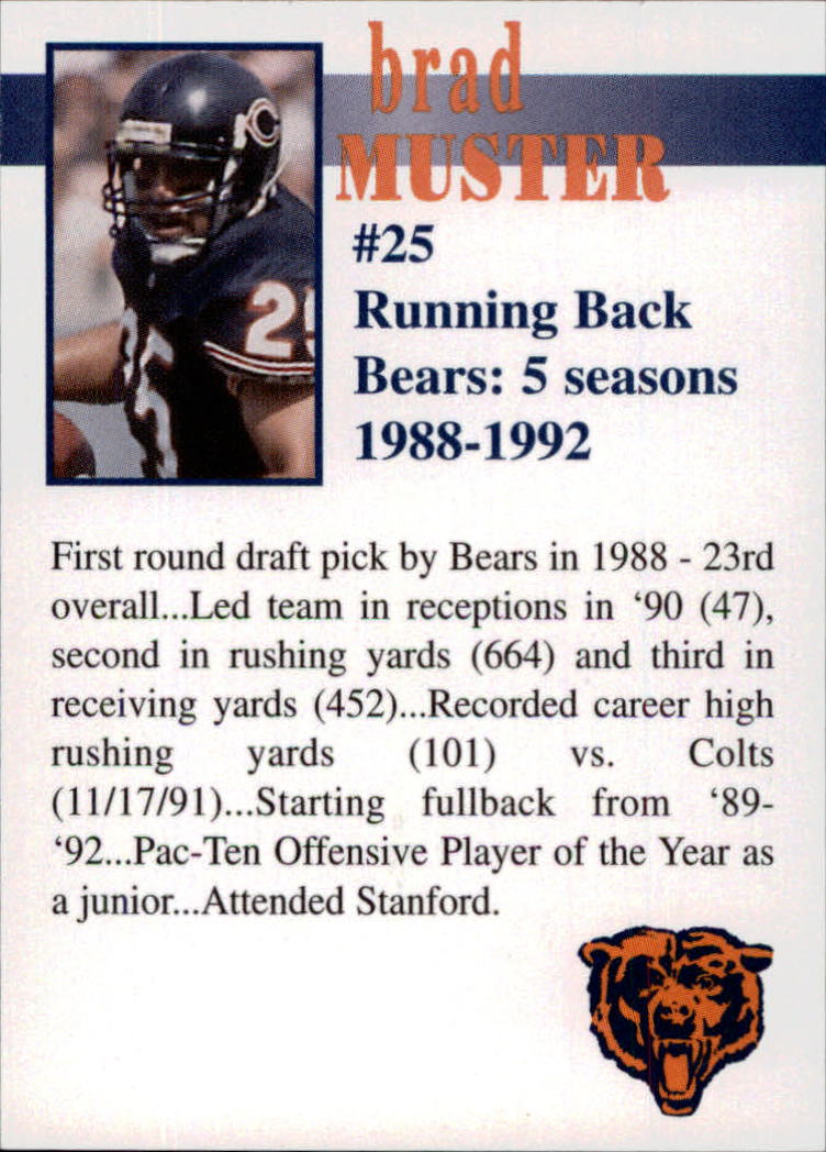 1998 Bears Fan Convention #33 Brad Muster back image