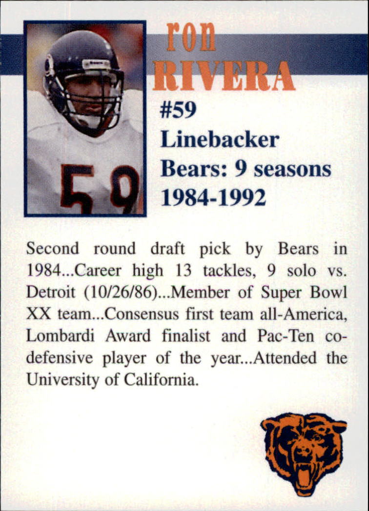 1998 Bears Fan Convention #39 Ron Rivera back image
