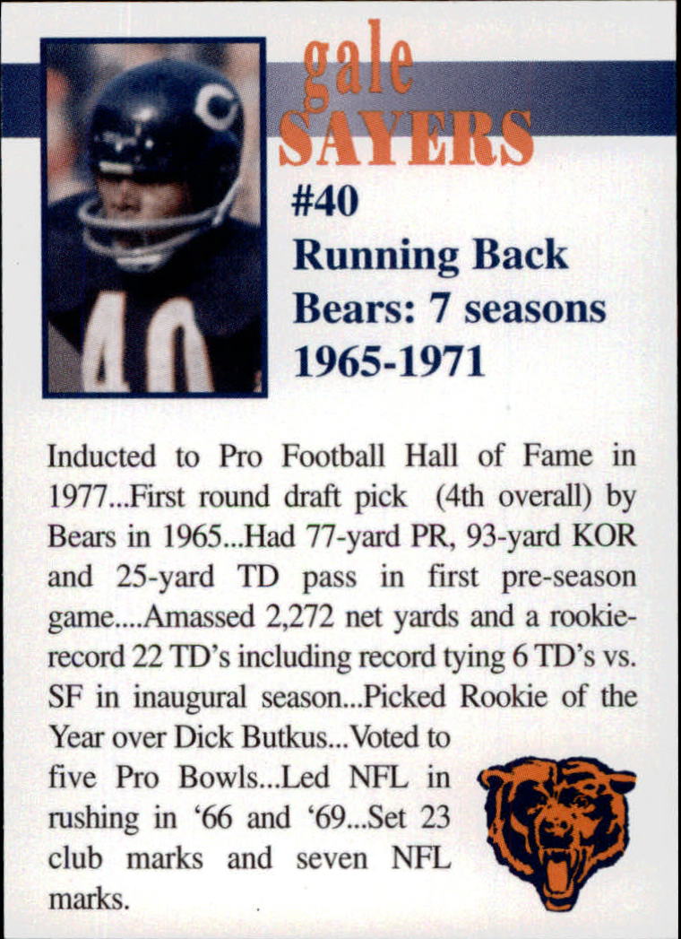 1998 Bears Fan Convention #41 Gale Sayers back image
