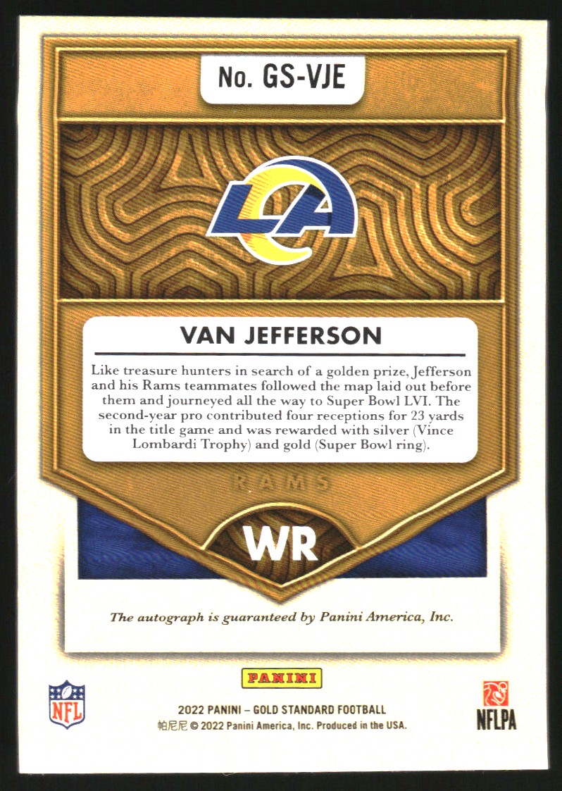 2022 Panini Gold Standard Gold Strike Autographs #17 Van Jefferson/99