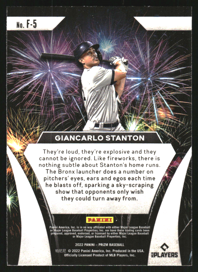 2022 Panini Prizm Fireworks #5 Giancarlo Stanton back image