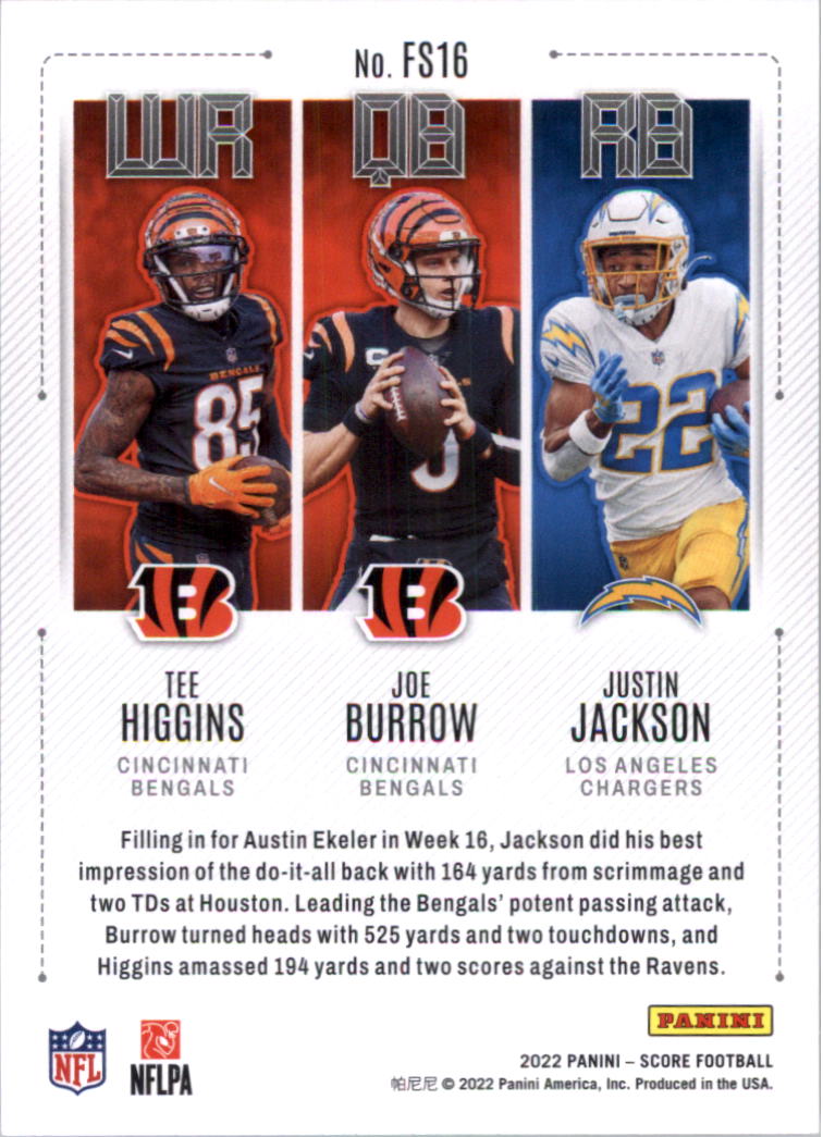 2022 Score Fantasy Stars #16 Joe Burrow/Justin Jackson/Tee Higgins - NM-MT