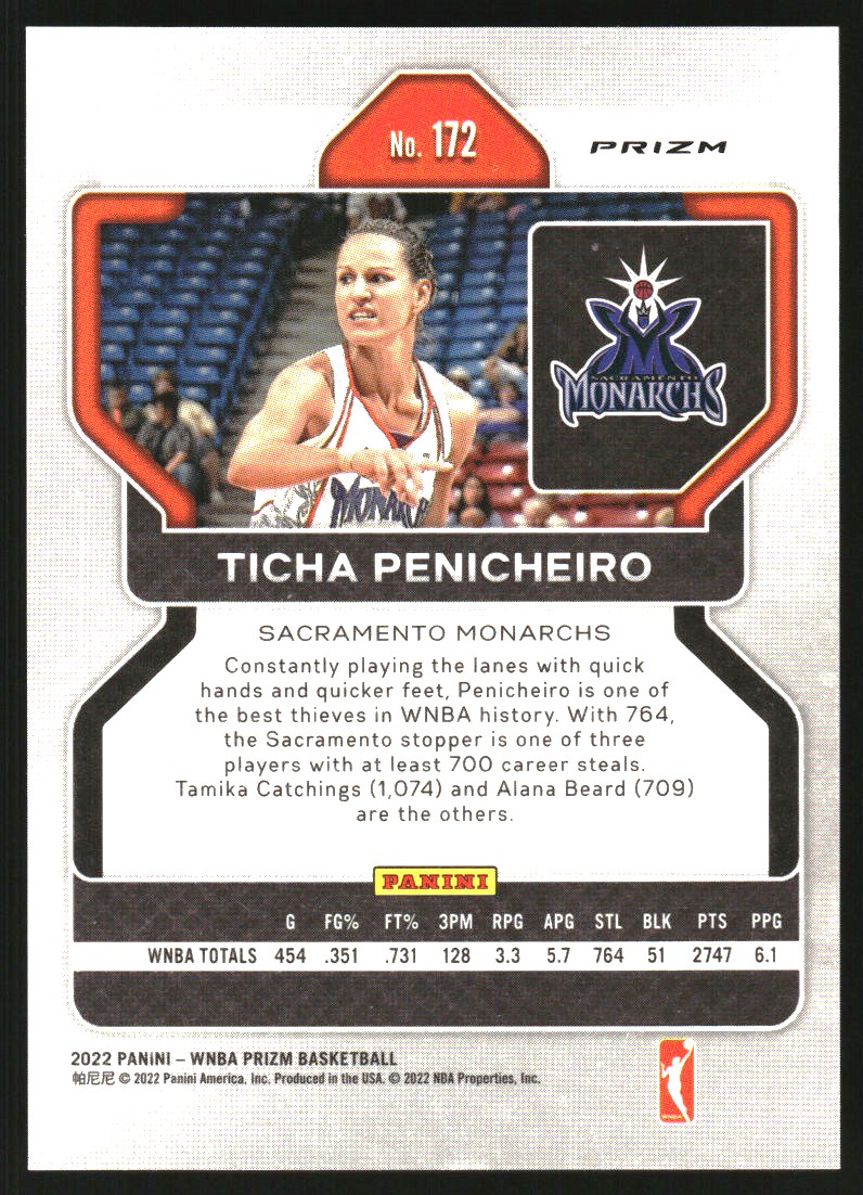 2022 Panini Prizm WNBA W25 Prizms Signatures #172 Ticha Penicheiro back image