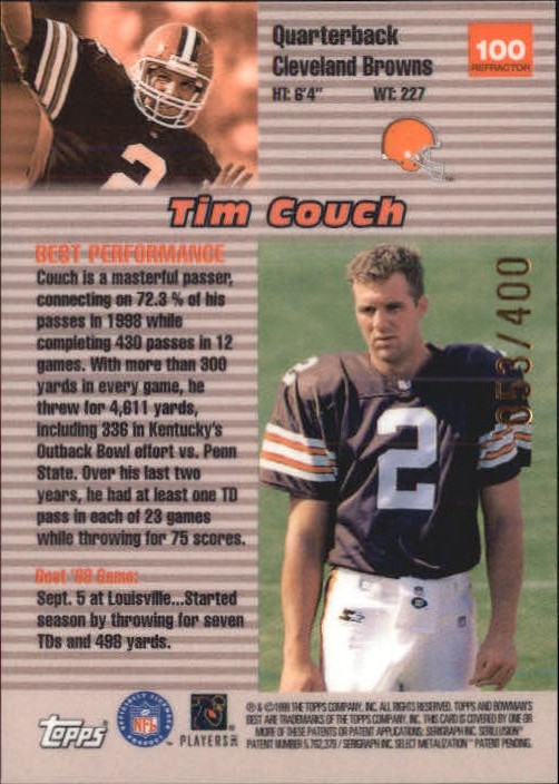 1999 Bowman's Best Refractors #100 Tim Couch BP back image