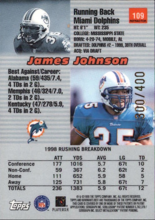 1999 Bowman's Best Refractors #109 James Johnson