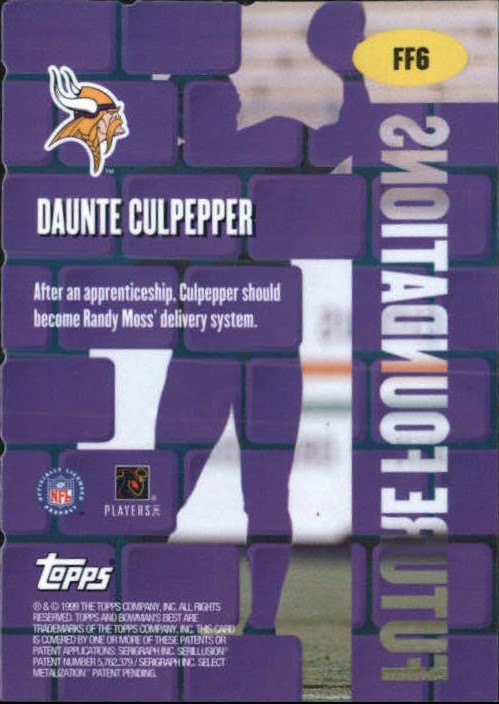 1999 Bowman's Best Future Foundations #FF6 Daunte Culpepper back image