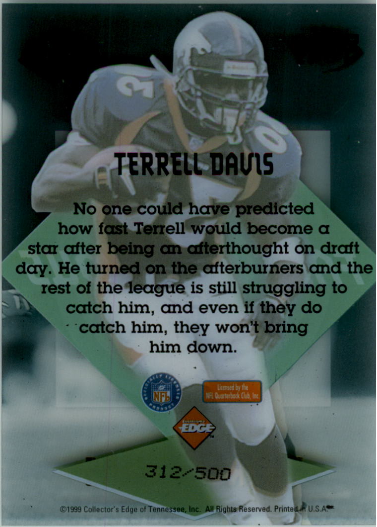 1999 Collector's Edge Fury Fast and Furious #7 Terrell Davis back image