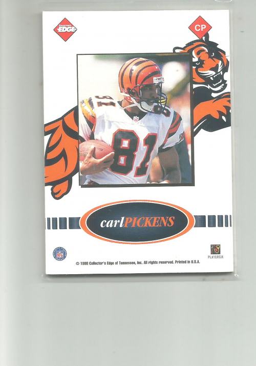 1999 Collector's Edge Fury Game Ball #CP Carl Pickens back image