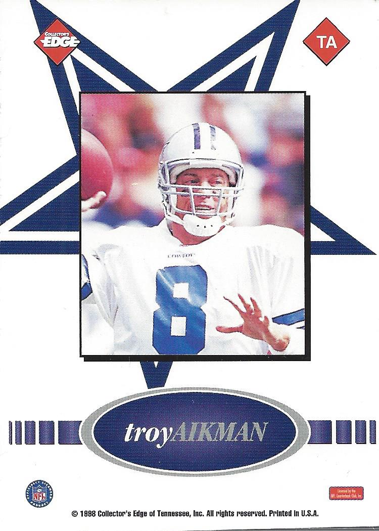 1999 Collector's Edge Fury Game Ball #TA Troy Aikman back image