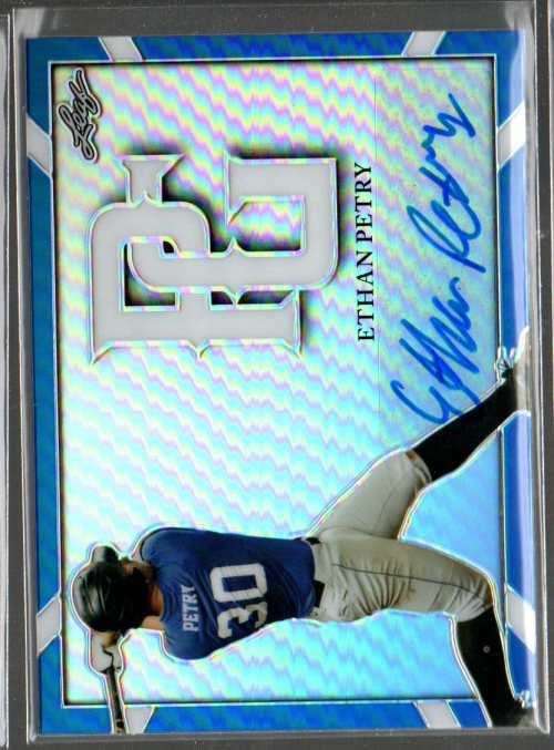 2021 Leaf Perfect Game National Showcase Metal Autographs Blue Prismatic #BAEP1 Ethan Petry