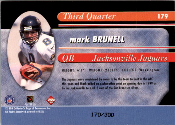 1999 Collector's Edge Odyssey Two Minute Warning #179 Mark Brunell 3Q back image