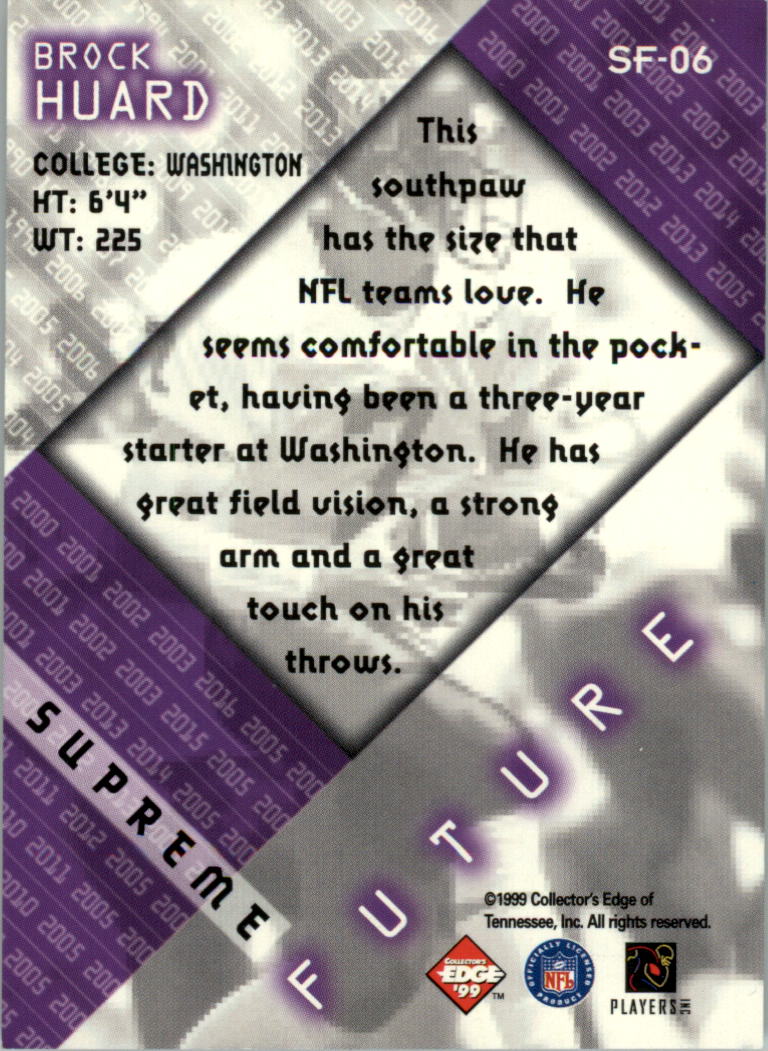 1999 Collector's Edge Supreme Future #SF6 Brock Huard back image