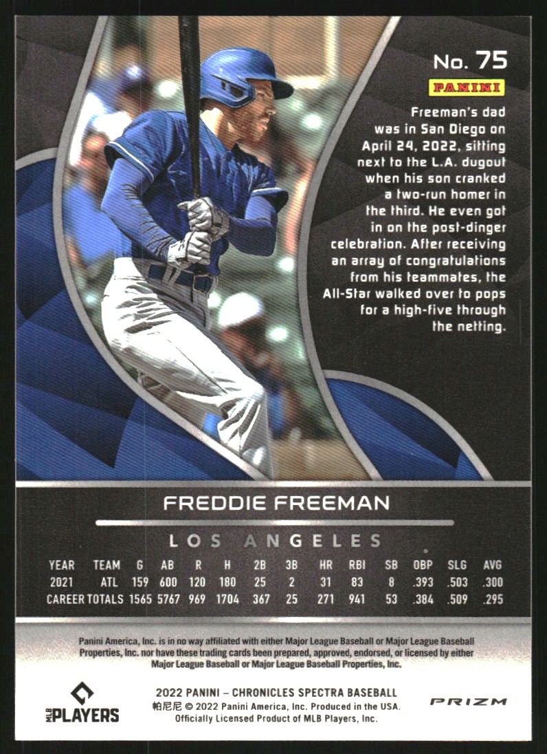 2022 Panini Chronicles Spectra Holo #75 Freddie Freeman