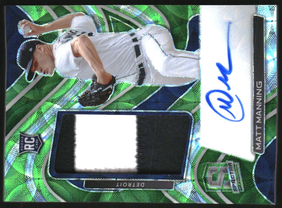 2022 Panini Chronicles Spectra Neon Green #103 Matt Manning JSY AU