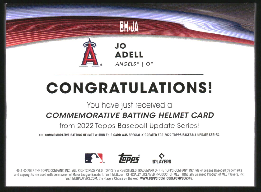 2022 Topps Update Commemorative Batting Helmet #BHJA Jo Adell