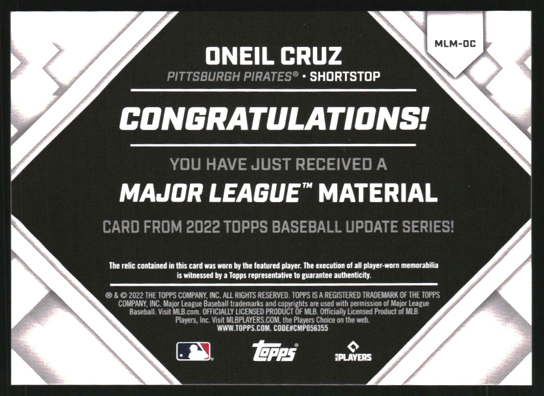2022 Topps Update Major League Materials #MLMOC Oneil Cruz