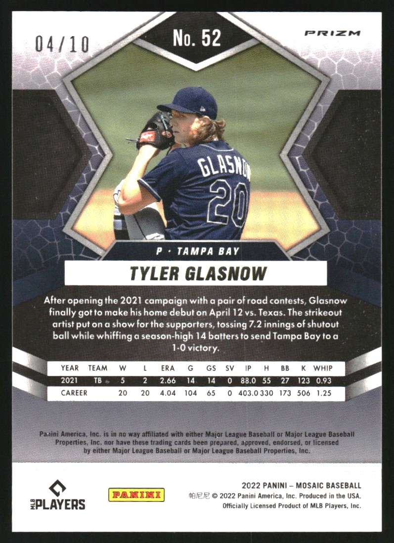 2022 Panini Mosaic Mosaic Gold #52 Tyler Glasnow