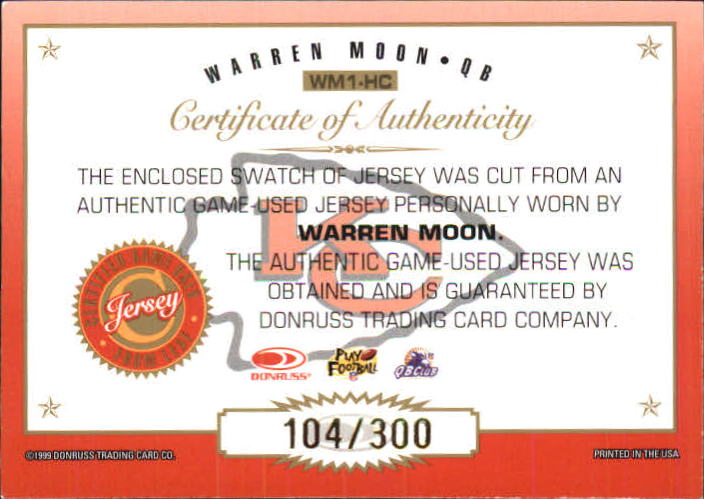 1999 Leaf Certified Gridiron Gear #WM1 Warren Moon back image